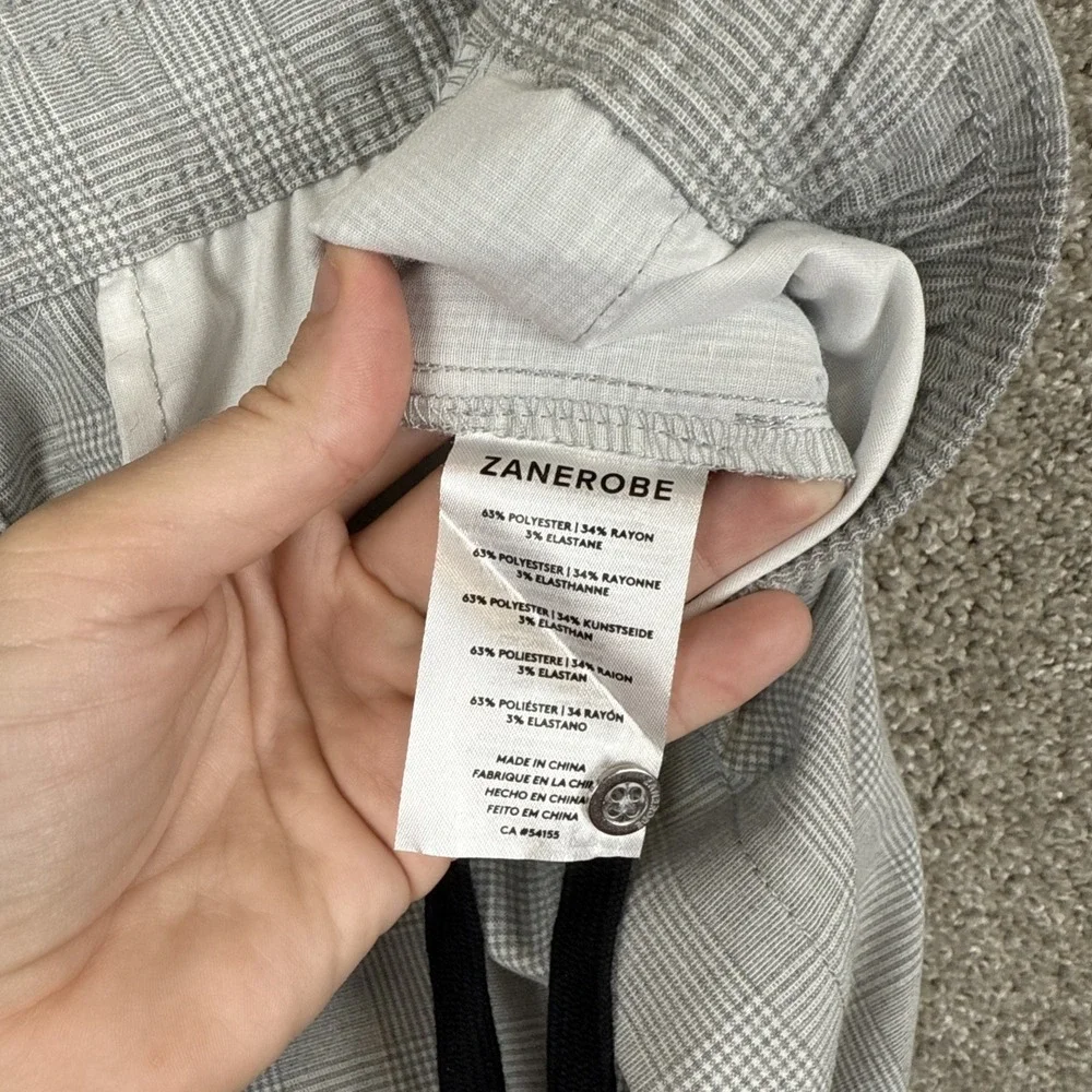 Zanerobe Mens Size 34 Gray Glen Plaid Jogger Pants Elastic Waist Drawstring